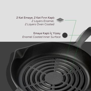 YUVARLAK IZGARA TAVA ÇAP (Ø) 28  METAL SAPLI
