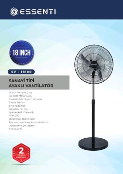 Essenti EV-18100 Sanayi Tipi Ayaklı Vantilatör
