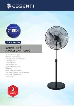 Essenti ev-20100 sanayi tipi ayaklı vantilatör