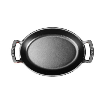 Lava Döküm Oval Sahan Döküm Demir Yekpare Çift Kulplu Ölçü 27x20cm