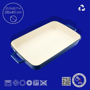 Lava Döküm Dikdörtgen Rosto ve Fırın Tepsisi Döküm Demir Yekpare Çift Kulplu Edition Serisi Ölçü 26x40cm