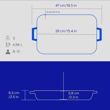 Lava Döküm Dikdörtgen Rosto ve Fırın Tepsisi Döküm Demir Yekpare Çift Kulplu Edition Serisi Ölçü 26x40cm