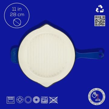 Lava Döküm Yuvarlak Izgara Tavası Döküm Demir Yekpare Saplı Edition Serisi Çap(Ø)28cm