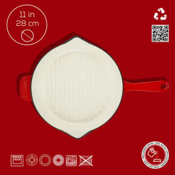 Lava Döküm Yuvarlak Izgara Tavası Döküm Demir Yekpare Saplı Edition Serisi Çap(Ø)28cm