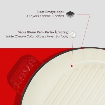 Lava Döküm Yuvarlak Izgara Tavası Döküm Demir Yekpare Saplı Edition Serisi Çap(Ø)28cm