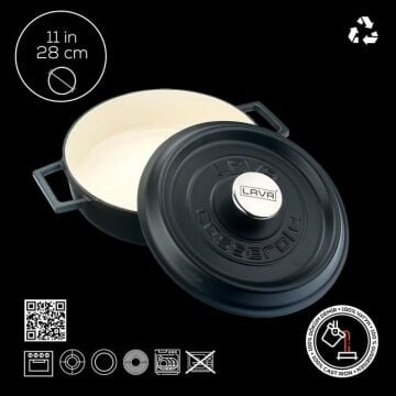 Lava Döküm Çok Amaçlı Yayvan Tencere Döküm Demir Yekpare Kulplu Edition Serisi Çap(Ø)28cm