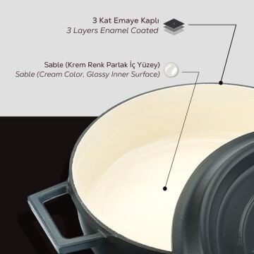 Lava Döküm Çok Amaçlı Yayvan Tencere Döküm Demir Yekpare Kulplu Edition Serisi Çap(Ø)28cm
