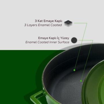 Lava Döküm Çok Amaçlı Yayvan Tencere. Folk Serisi Çap(Ø)28cm