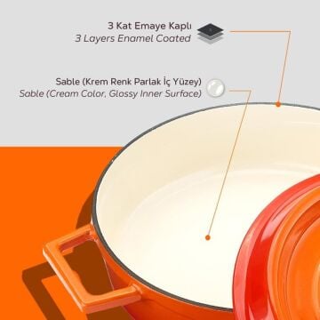 Lava Döküm Çok Amaçlı Yayvan Tencere Döküm Demir Yekpare Kulplu Edition Serisi Çap(Ø)28cm