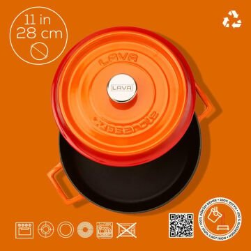 Lava Döküm Çok Amaçlı Yayvan Tencere. Trendy Serisi Çap(Ø)28cm