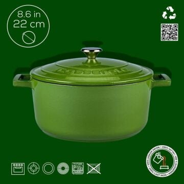 Lava Döküm Yuvarlak Tencere. Folk Çap(Ø) 22cm