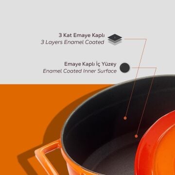Lava Döküm Yuvarlak Tencere. Folk Çap(Ø)24cm