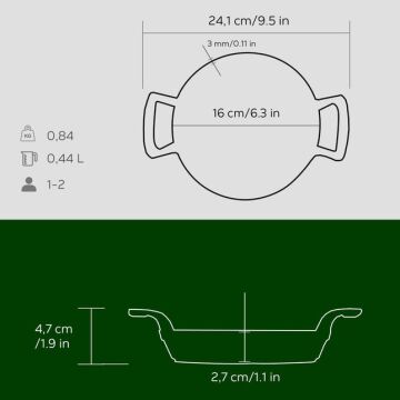 Lava Döküm Yuvarlak Sahan Döküm Demir Yekpare Çift Kulplu Çap(Ø)16cm