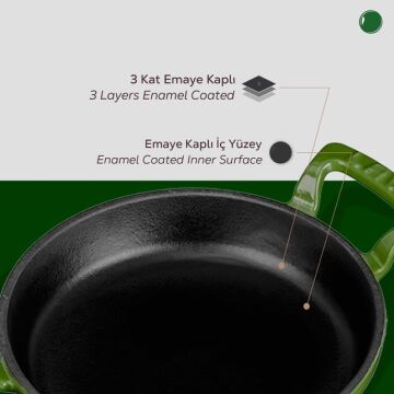 Lava Döküm Yuvarlak Sahan Döküm Demir Yekpare Çift Kulplu Çap(Ø)16cm