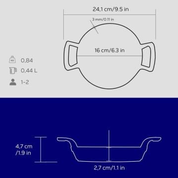 Lava Döküm Yuvarlak Sahan Döküm Demir Yekpare Çift Kulplu Çap(Ø)16cm