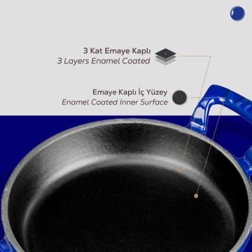 Lava Döküm Yuvarlak Sahan Döküm Demir Yekpare Çift Kulplu Çap(Ø)16cm