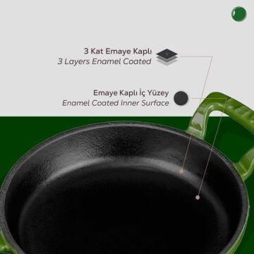 Lava Döküm Yuvarlak Sahan Döküm Demir Yekpare Çift Kulplu Çap(Ø)20cm