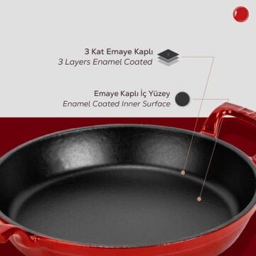 Lava Döküm Yuvarlak Sahan Döküm Demir Yekpare Çift Kulplu Çap(Ø)20cm
