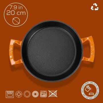 Lava Döküm Yuvarlak Sahan Döküm Demir Yekpare Çift Kulplu Çap(Ø)20cm