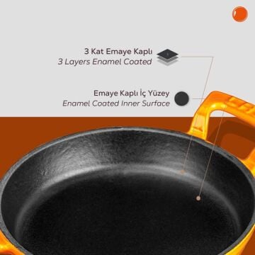 Lava Döküm Yuvarlak Sahan Döküm Demir Yekpare Çift Kulplu Çap(Ø)20cm