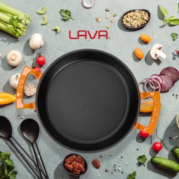 Lava Döküm Yuvarlak Sahan Döküm Demir Yekpare Çift Kulplu Çap(Ø)20cm