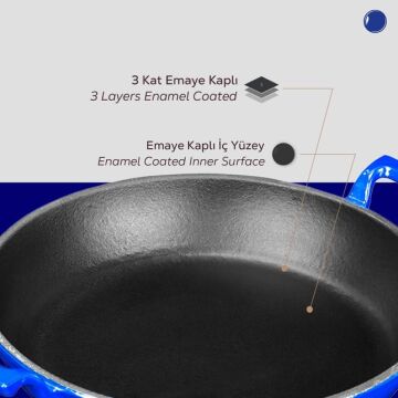 Lava Döküm Yuvarlak Sahan Döküm Demir Yekpare Çift Kulplu Çap(Ø)24cm