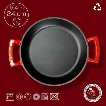 Lava Döküm Yuvarlak Sahan Döküm Demir Yekpare Çift Kulplu Çap(Ø)24cm