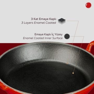 Lava Döküm Yuvarlak Sahan Döküm Demir Yekpare Çift Kulplu Çap(Ø)24cm