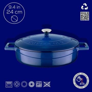 Lava Döküm Çok Amaçlı Yayvan Tencere. Folk Serisi Çap(Ø)24cm