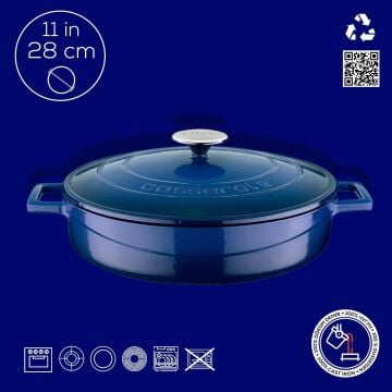 Lava Döküm Çok Amaçlı Yayvan Tencere. Folk Serisi Çap(Ø)28cm