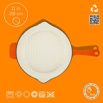 Lava Döküm Yuvarlak Izgara Tavası Döküm Demir Yekpare Saplı Edition Serisi Çap(Ø)28cm