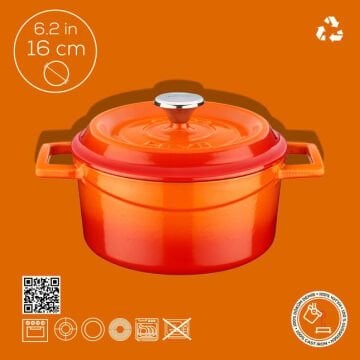 Lava Döküm Yuvarlak Tencere. Trendy Çap(Ø) 16cm