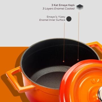 Lava Döküm Yuvarlak Tencere. Trendy Çap(Ø) 16cm