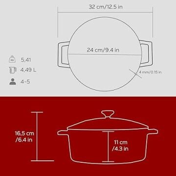 Lava Döküm Yuvarlak Tencere. Folk Çap(Ø)24cm