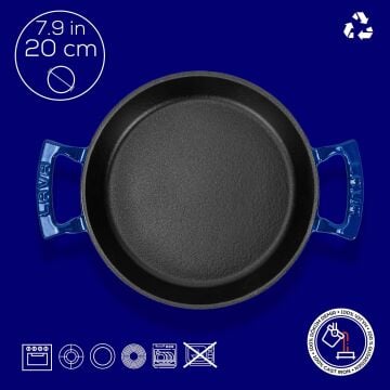 Lava Döküm Yuvarlak Sahan Döküm Demir Yekpare Çift Kulplu Çap(Ø)20cm