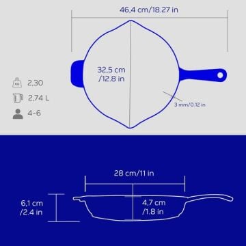 Lava Döküm Yuvarlak Kızartma Tavası Döküm Demir Yekpare Saplı Edition Serisi Çap(Ø)28cm