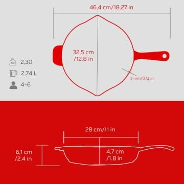 Lava Döküm Yuvarlak Kızartma Tavası Döküm Demir Yekpare Saplı Edition Serisi Çap(Ø)28cm