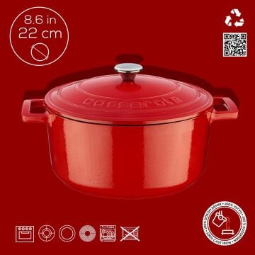 Lava Döküm Yuvarlak Tencere. Folk Çap(Ø) 22cm