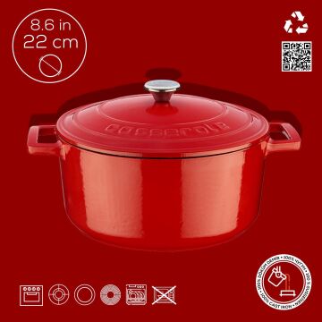Lava Döküm Yuvarlak Tencere. Folk Çap(Ø) 22cm