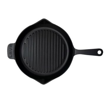 Lava Döküm Yuvarlak Izgara Tava Döküm Demir Yekpare Saplı Konkav Taban 12mm. Çap(Ø)28cm