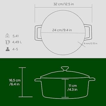 Lava Döküm Yuvarlak Tencere. Folk Çap(Ø)24cm