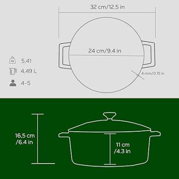 Lava Döküm Yuvarlak Tencere. Folk Çap(Ø)24cm