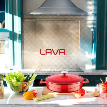 Lava Döküm Çok Amaçlı Yayvan Tencere. Folk Serisi Çap(Ø)28cm.