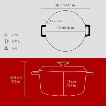 Lava Döküm Yuvarlak Tencere. Trendy Çap(Ø)28cm.