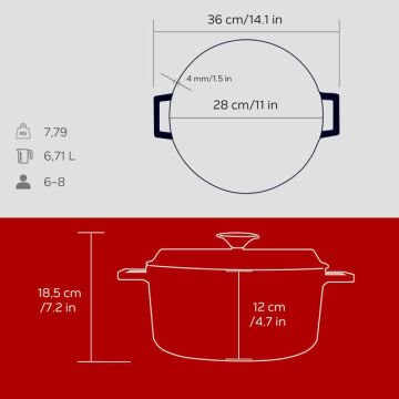 Lava Döküm Yuvarlak Tencere. Trendy Çap(Ø)28cm.