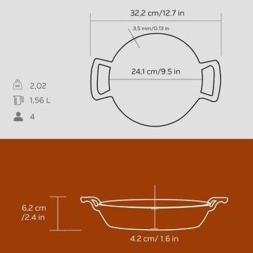 Lava Döküm Yuvarlak Sahan Döküm Demir Yekpare Çift Kulplu Çap(Ø)24cm