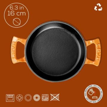 Lava Döküm Yuvarlak Sahan Döküm Demir Yekpare Çift Kulplu Çap(Ø)16cm