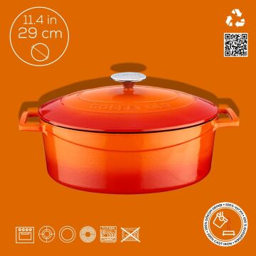 Lava Döküm Oval Tencere. Folk Serisi Ölçü 23x29cm