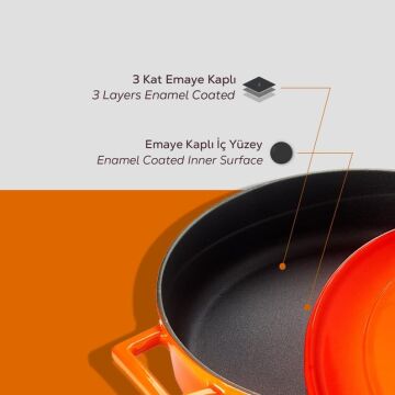 Lava Döküm Oval Tencere. Folk Serisi Ölçü 23x29cm