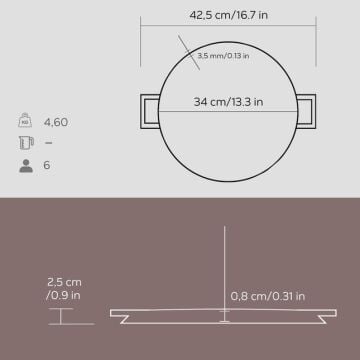 Lava Döküm Yuvarlak Çift Yön Izgara Tavası Döküm Demir Yekpare Çift Kulplu Çap(Ø)34cm.